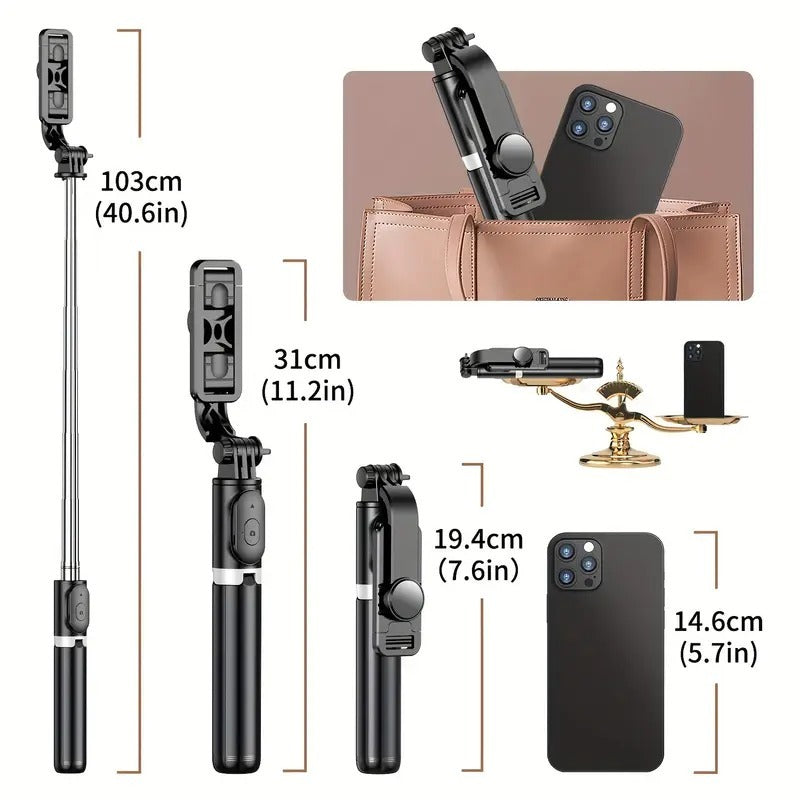 🤳 Selfie Stick+Tripod with Bluetooth Remote 🎮