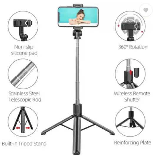 🤳 Selfie Stick+Tripod with Bluetooth Remote 🎮